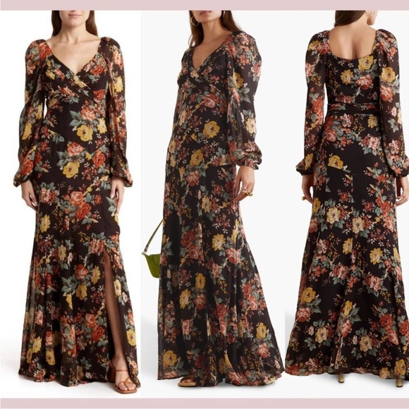 Veronica Beard Dresses & Skirts - VERONICA BEARD Avani Floral Silk Chiffon Maxi Dress in Oxblood Multi Size 4